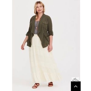 Ivory Lace Chiffon Maxi Skirt